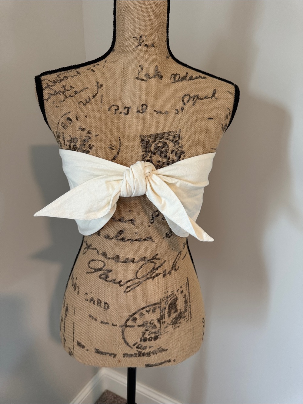 Express Ivory Tie-Front Strapless Top